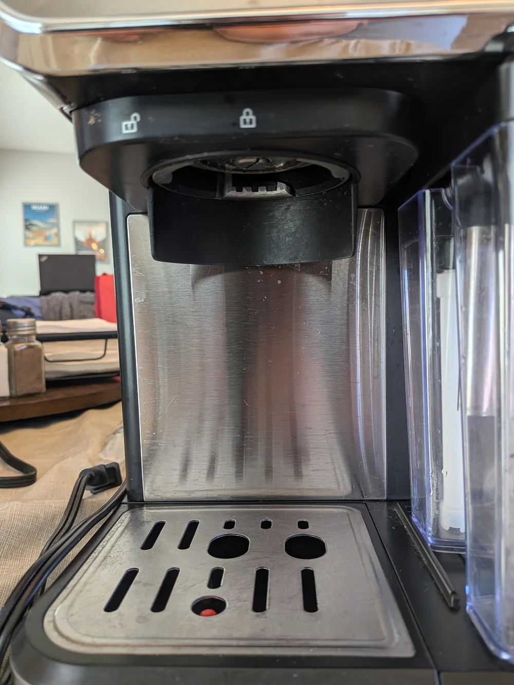 Black Stainless Steel Espresso Machine with Milk Frother
